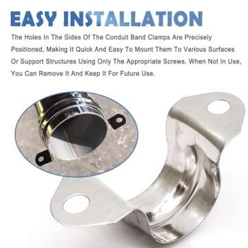 1/2inch Rigid Pipe Strap Clamp, Two Hole Strap,U Bracket Tube Clip, Stainless Steel Heavy Duty Pipe Fasten Holder, 50Pcs (20mm)