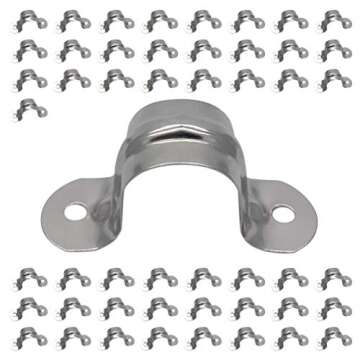1/2inch Rigid Pipe Strap Clamp, Two Hole Strap,U Bracket Tube Clip, Stainless Steel Heavy Duty Pipe Fasten Holder, 50Pcs (20mm)
