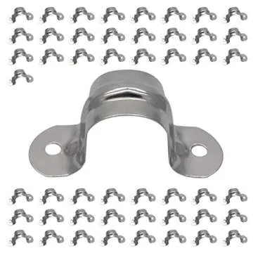 1/2inch Rigid Pipe Strap Clamp, Two Hole Strap,U Bracket Tube Clip, Stainless Steel Heavy Duty Pipe Fasten Holder, 50Pcs (20mm)
