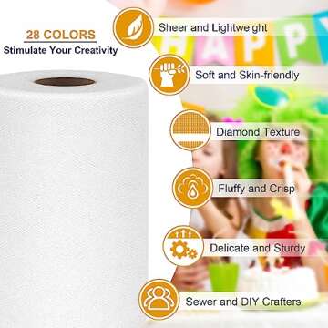 Versatile White Tulle Fabric Roll for DIY Projects