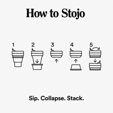 STOJO Collapsible Travel Cup - Reusable To-Go Pocket Size Silicone Bottle for Hot and Cold Drinks - Perfect for Camping - Microwave & Dishwasher Safe (Blue, 12 Ounce (Pack of 1) - No Straw)