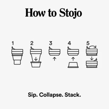 STOJO Collapsible Travel Cup - Reusable To-Go Pocket Size Silicone Bottle for Hot and Cold Drinks - Perfect for Camping - Microwave & Dishwasher Safe (Blue, 12 Ounce (Pack of 1) - No Straw)