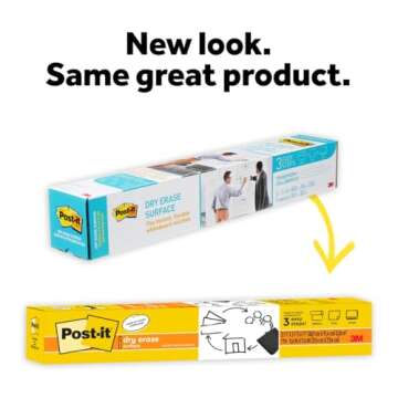 Post-it Dry Erase Whiteboard Film Surface for Walls, Doors, Tables, Chalkboards, Whiteboards, and More, Removable, Stain-Proof, Easy Installation, 6 ft x 4 ft Roll (DEF6X4)