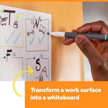 Post-it Dry Erase Whiteboard Film Surface for Walls, Doors, Tables, Chalkboards, Whiteboards, and More, Removable, Stain-Proof, Easy Installation, 6 ft x 4 ft Roll (DEF6X4)