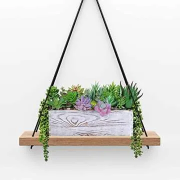 19 Pcs Assorted Artificial Succulents Fake Plants in Rectangular Wooden Pot Succulents Garden in Wood Planter Box Potted Succulents Plants Arrangement for Table Centerpiece Windowsill Greenery Decor