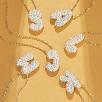 KissYan Bubble Letter Necklace, 14K Gold Plated Balloon Initial Pendant Box Chain Necklace Dainty Pave CZ Jewelry Gift for Women(Gold N)