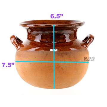 Olla De Barro Frijolera Brown Gloss Finish 3 Quart Cantarito Traditional Decorative Artisan Artezenia
