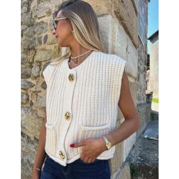 Arssm Women Button Down Chunky Sweater Vest for Stylish Layering