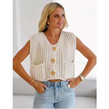 Trendy Arssm Women Button Down Sweater Vest - Chic Layering Piece