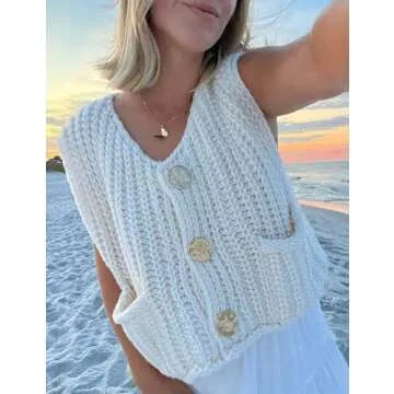 Trendy Arssm Women Button Down Sweater Vest - Chic Layering Piece