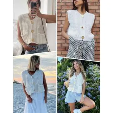 Trendy Arssm Women Button Down Sweater Vest - Chic Layering Piece