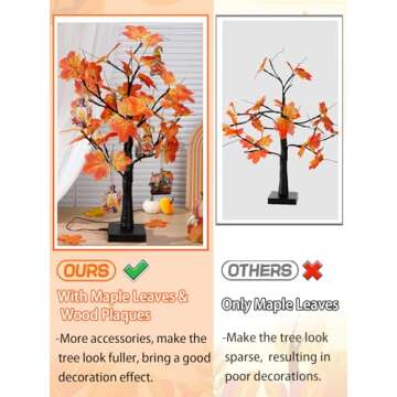 Fall Lighted Maple Tree - 24 LED Fall Decorations for Home, USB & Battery Box Powered Fall Centerpie...