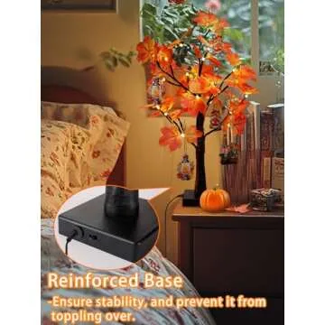 Fall Lighted Maple Tree - 24 LED Fall Decorations for Home, USB & Battery Box Powered Fall Centerpieces for Tables, Indoor Tree Light for Autumn Thanksgiving Decor