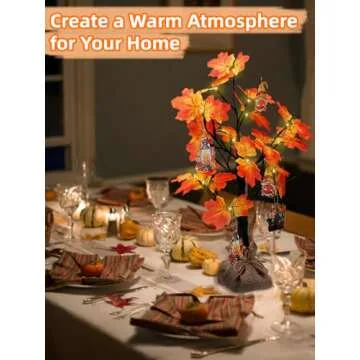 Fall Lighted Maple Tree - 24 LED Fall Decorations for Home, USB & Battery Box Powered Fall Centerpieces for Tables, Indoor Tree Light for Autumn Thanksgiving Decor