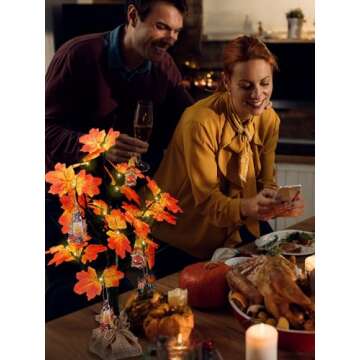 Fall Lighted Maple Tree - 24 LED Fall Decorations for Home, USB & Battery Box Powered Fall Centerpieces for Tables, Indoor Tree Light for Autumn Thanksgiving Decor