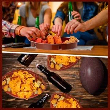Wiwiqing Football Serving Trays, Large 13.4 x 8.5 Inch Plastic Football Snack Thick Trays, Includes 2 Dip Sections, Tailgate Party Serveware Decorations