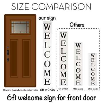 Tall Outdoor Welcome Sign for Front Door, 6ft White Welcome Sign,Rustic Tall Welcome Sign for Front Porch Decor, Farmhouse Welcome Porch Sign Wood Vertical Decor, Fall Porch Decor for The Home