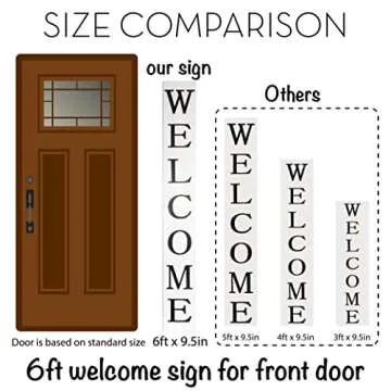 Tall Outdoor Welcome Sign for Front Door, 6ft White Welcome Sign,Rustic Tall Welcome Sign for Front Porch Decor, Farmhouse Welcome Porch Sign Wood Vertical Decor, Fall Porch Decor for The Home