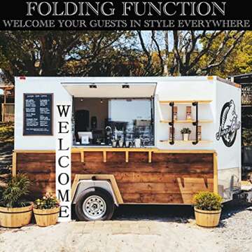 Tall Outdoor Welcome Sign for Front Door, 6ft White Welcome Sign,Rustic Tall Welcome Sign for Front Porch Decor, Farmhouse Welcome Porch Sign Wood Vertical Decor, Fall Porch Decor for The Home