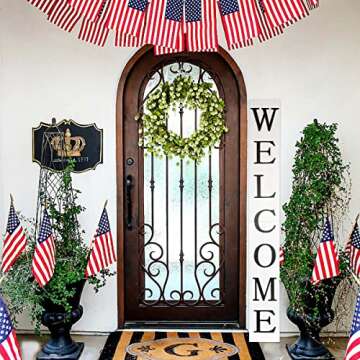 Tall Outdoor Welcome Sign for Front Door, 6ft White Welcome Sign,Rustic Tall Welcome Sign for Front Porch Decor, Farmhouse Welcome Porch Sign Wood Vertical Decor, Fall Porch Decor for The Home