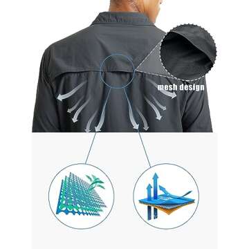 TACVASEN Long Sleeve Shirts for Men Button Up Fishing Shirts Quick Dry Fit Tactical Shirt Lightweight UPF 50+ UV Work Shirts Cooling Safari Gray M
