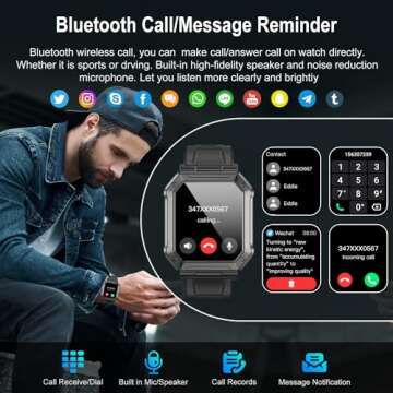 Smart Watch for Men Fitness Tracker: Military Smart Watches for Men Digital Mens Watches Make/Answer...