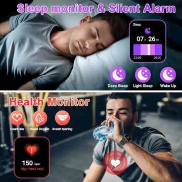 Smart Watch for Men Fitness Tracker: Military Smart Watches for Men Digital Mens Watches Make/Answer Call Running Waterproof Smartwatch Android Phones iPhone Samsung Compatible Heart Rate Monitor