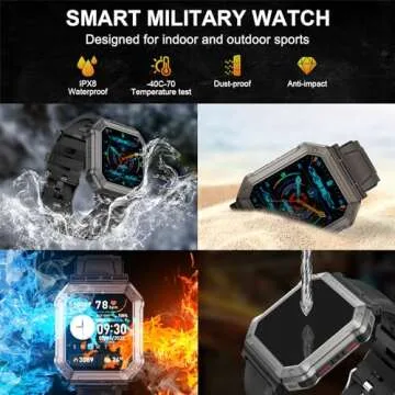 Smart Watch for Men Fitness Tracker: Military Smart Watches for Men Digital Mens Watches Make/Answer Call Running Waterproof Smartwatch Android Phones iPhone Samsung Compatible Heart Rate Monitor