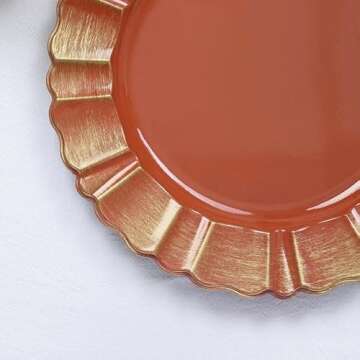 Efavormart Set of 6-13" Round - Terracotta Plastic Charger Plates With Waved Scalloped Rim for Wedding, Outdoor Receptions, Banquets, Holiday Dinner plates Chargers