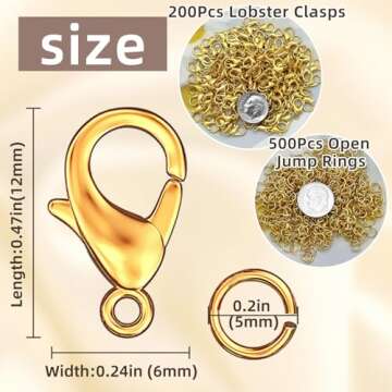 MKCYD 700Pcs Premium Lobster Claw Clasps & Open Jump Rings Set for Jewelry Crafting