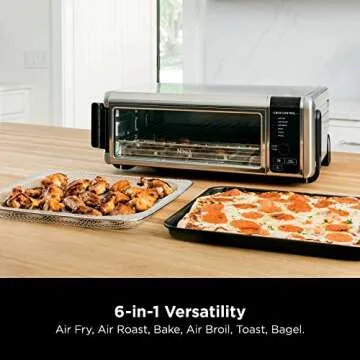 Ninja SP080 Foodi Digital Air Fry Countertop Oven with 6-in-1 Functionality, Flip Up & Away Capability for Storage Space, with Air Fry Basket, Wire Rack, Sheet Pan & Crumb Tray, Silver (Renewed)