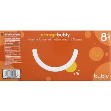 bubly Sparkling Water, Orange, 12 ounce Cans (Pack of 8)