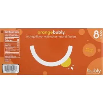 bubly Sparkling Water, Orange, 12 ounce Cans (Pack of 8)