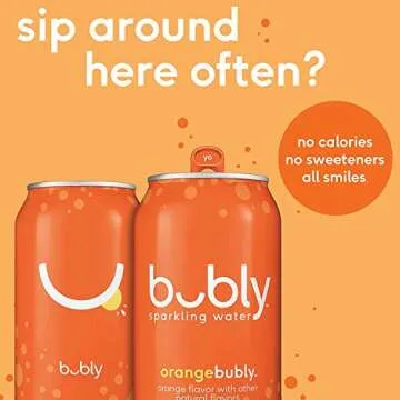 bubly Sparkling Water, Orange, 12 ounce Cans (Pack of 8)