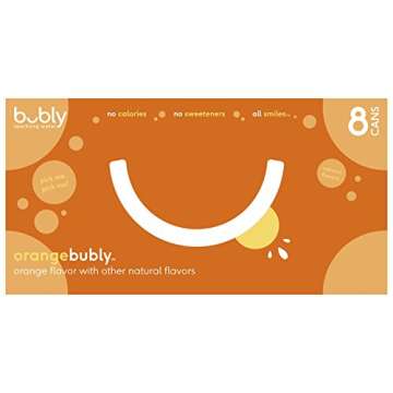 bubly Sparkling Water, Orange, 12 ounce Cans (Pack of 8)