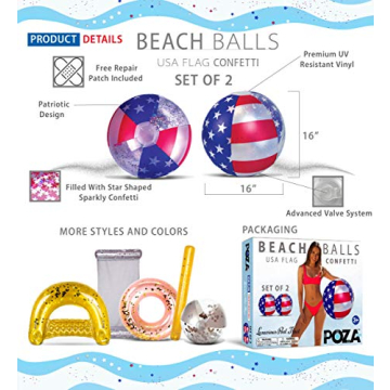 Vibrant POZA USA Beach Balls for Pool Party Fun