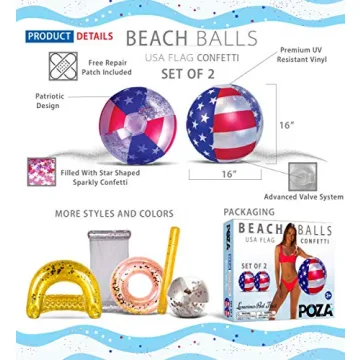 Vibrant POZA USA Beach Balls for Pool Party Fun