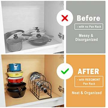 REEQMONT Pot Rack Organizer - Heavy Duty 5 Tier Kitchen Storage