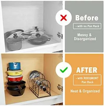 REEQMONT Pot Rack Organizer - Heavy Duty 5 Tier Kitchen Storage