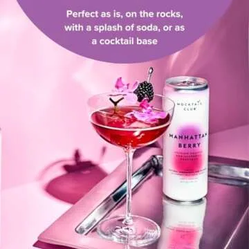 Mocktail Club Manhattan Berry Non-Alcoholic Sparkling Craft Cocktail - 12x12 Oz Cans | 80 Calories, Non-GMO, No Artificial Ingredients, Gluten Free, Vegan | Natural Blackberry, Pear Shrub and Ginger