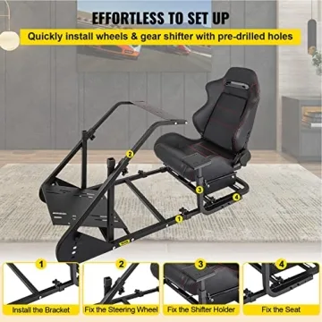 VEVOR Simulator Cockpit with Racing Seat, Adjustable Stand