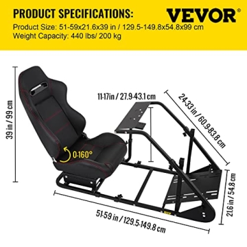 VEVOR Simulator Cockpit with Racing Seat, Adjustable Stand