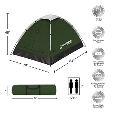 Lightweight 2 Person Camping Tent with Rain Fly
