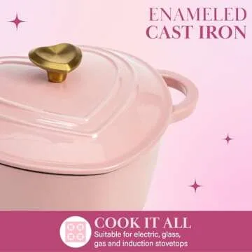 Pink Heart-Shaped Cast Iron Dutch Oven for Home Cooks