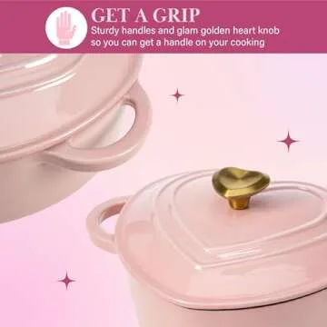Pink Heart-Shaped Cast Iron Dutch Oven for Home Cooks