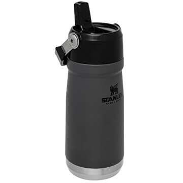 Stanley IceFlow Stainless Steel Water Jug with Straw, Vacuum Insulated Water Bottle for Home and Office, Reusable Tumbler with Straw Leak Resistant Flip, Charcoal, 17 OZ