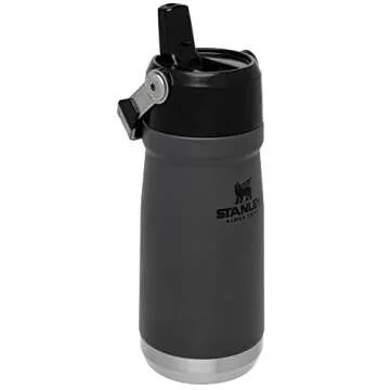 Stanley IceFlow Stainless Steel Water Jug with Straw, Vacuum Insulated Water Bottle for Home and Office, Reusable Tumbler with Straw Leak Resistant Flip, Charcoal, 17 OZ