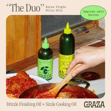 Graza Extra Virgin Olive Oil Variety Pack, Sizzle & Drizzle - High Polyphenol Peak Harvest EVOO Cook...