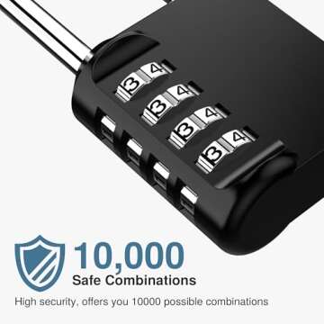 Puroma 2 Pack 2.6 Inch Long Shackle Combination Lock 4 Digit Outdoor Waterproof Padlock for School Gym Locker, Sports Locker, Fence, Gate, Toolbox, Case, Hasp Storage (Black)