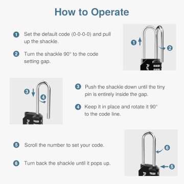 Puroma 2 Pack 2.6 Inch Long Shackle Combination Lock 4 Digit Outdoor Waterproof Padlock for School Gym Locker, Sports Locker, Fence, Gate, Toolbox, Case, Hasp Storage (Black)